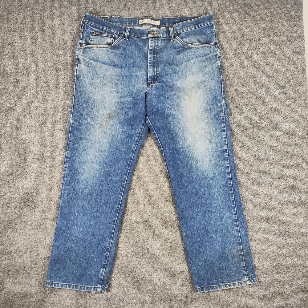 Lee Regular Fit Jeans Mens 40x30 Blue Medium Wash Straight Leg Denim Pants